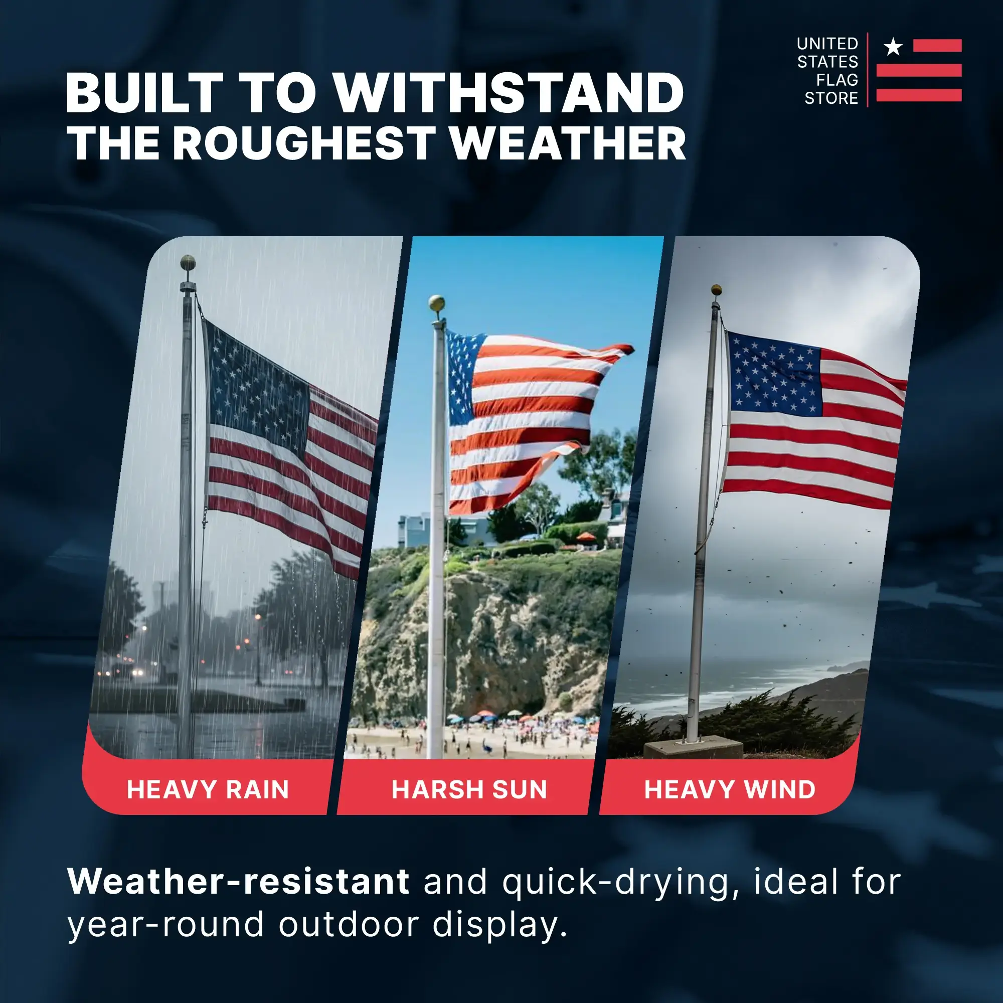 5ft x 8ft Super Tough Knitted Polyester American Flag - US Made - Image 12