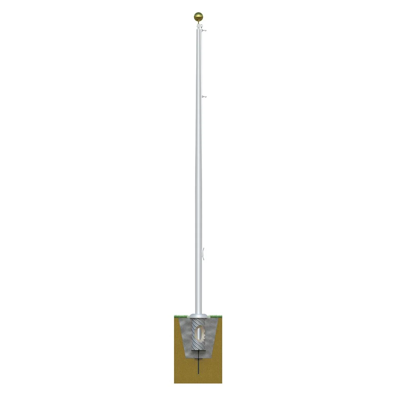 Xtreme External Single Revolving Series 70ft 3 Sections Commercial Flagpole - .375in Wall Thickness - 12in Butt Diameter - Image 6