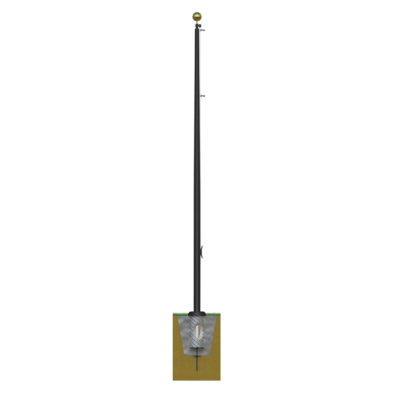 Xtreme Internal Reinforced with Winch Series 70ft 3 Sections Commercial Flagpole - .375in Wall Thickness - 12in Butt Diameter - Image 5