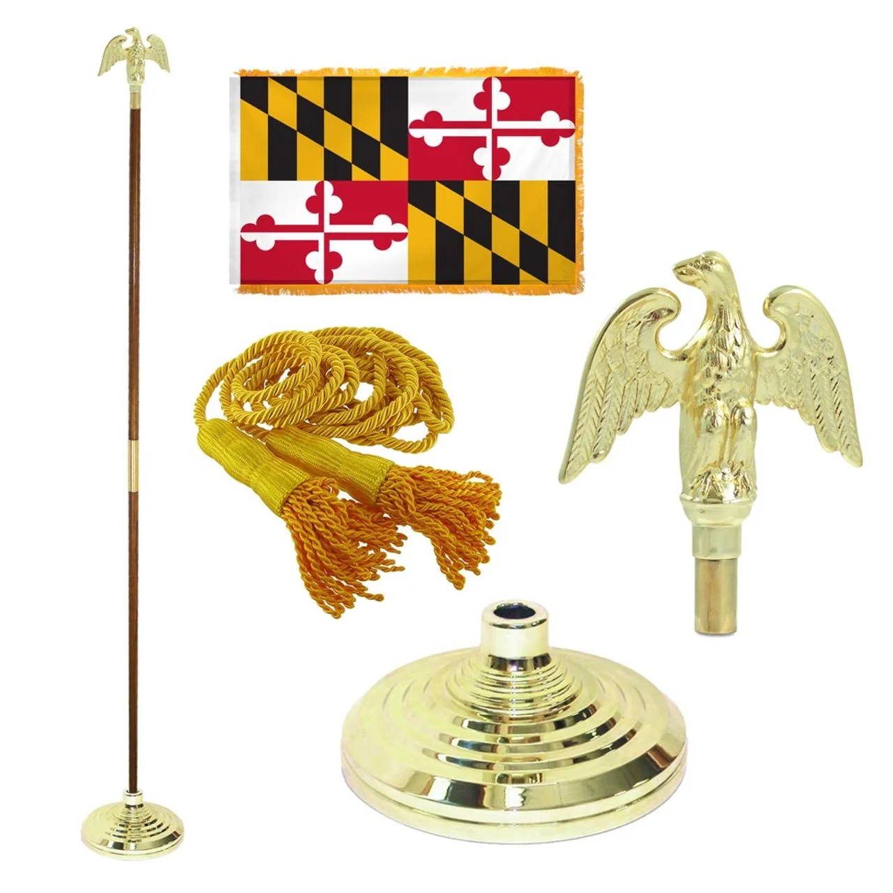 Super Tough Indoor Flagpole Kit with Nylon 4' x 6' Maryland Flag