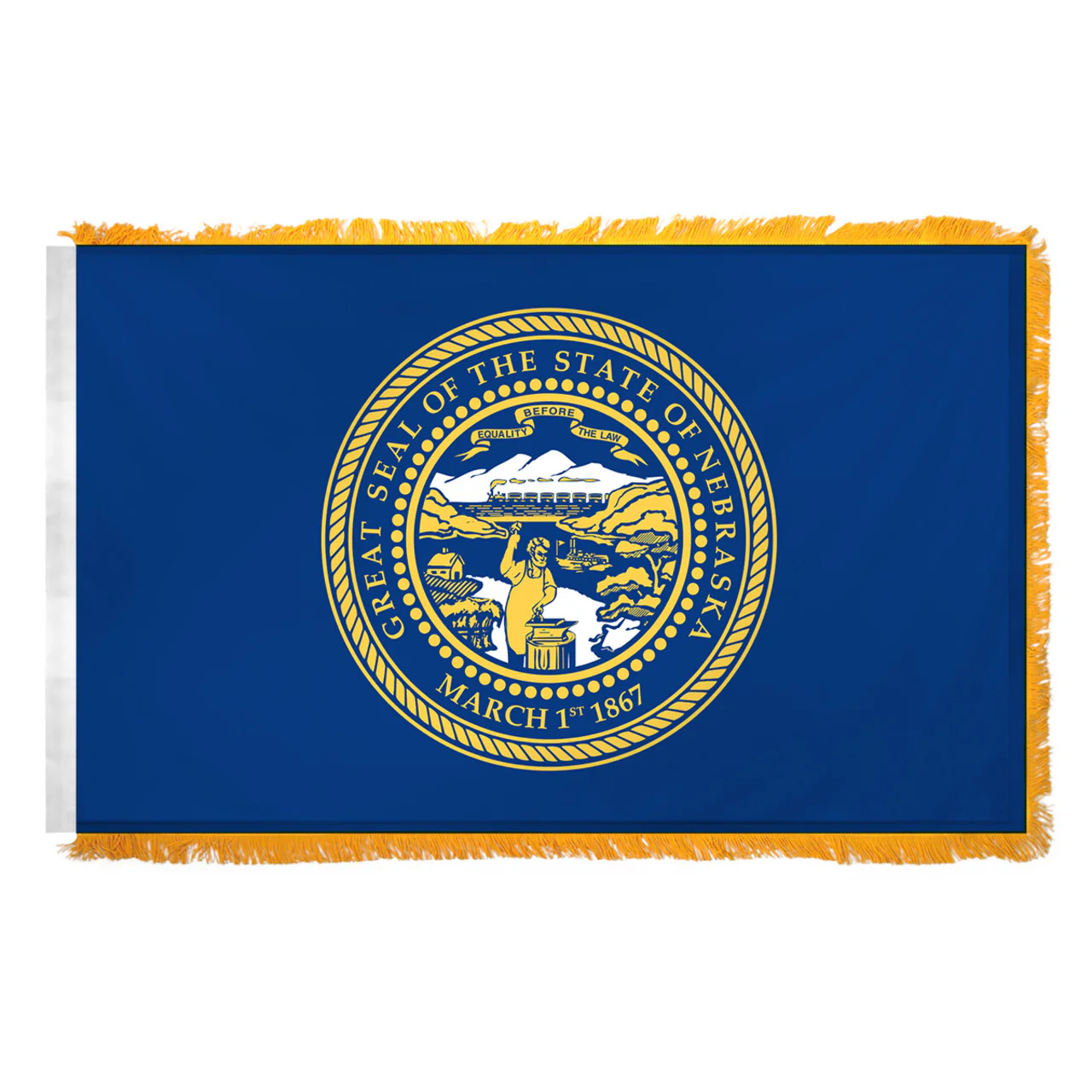 Nebraska 4X6ft Nylon Flag with Indoor Pole Hem and Fringe